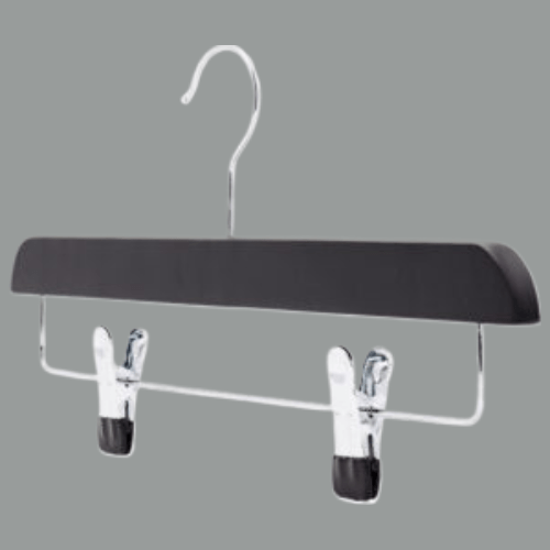 300 Adet Siyah Ahşap Pantolon Askısı Klipsli Etek Askısı Metal Mandallı 35 cm